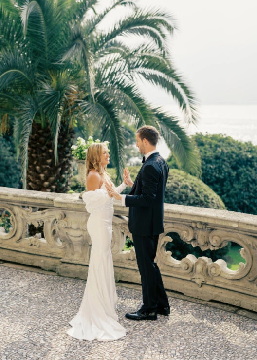 Wedding first look at Villa Rusconi Clerici, Lake Maggiore — Destination Wedding Inspo