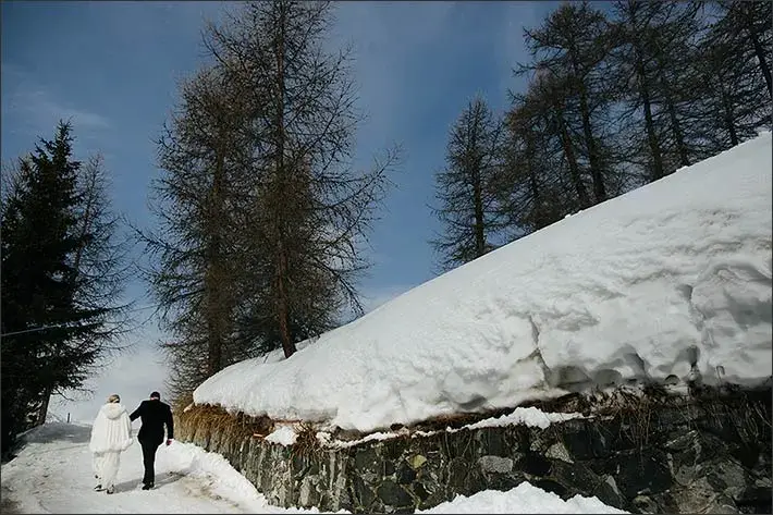 Destination wedding in French Alps -- Courchevel 1850 Les Airelles Megeve Rothschild chalet and Trois Vallees