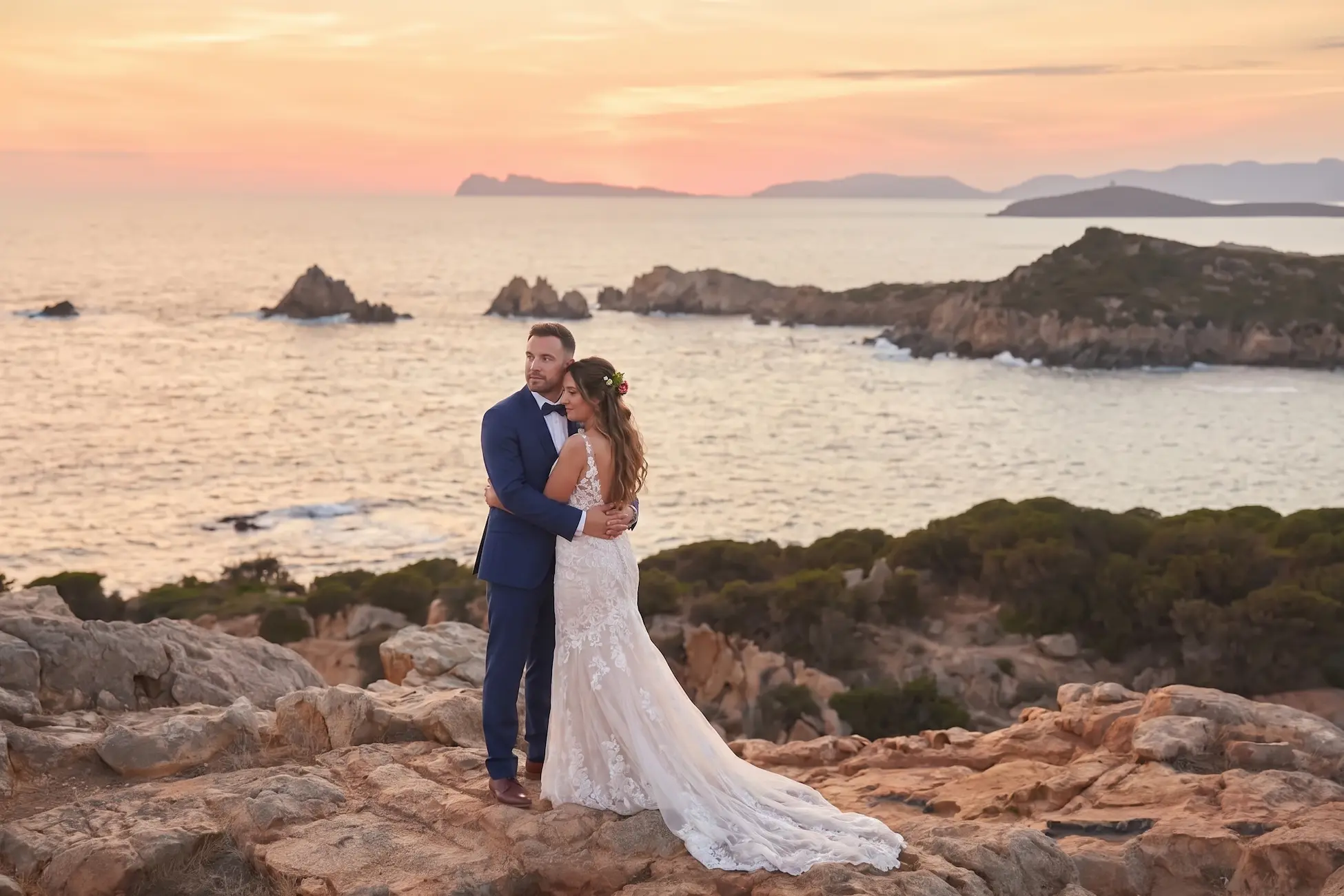 Destination wedding in Sardinia, Italy — coastline, turquoise sea and granite cliffs